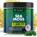 Secret Element Sea Moss Gummies with Bladderwrack & Burdock Root – 65 mg Sea Moss per Serving for Women and Men, Vegan, Sugar Free, Non-GMO, Apple Flavor, 60 Gummies (30 Servings)