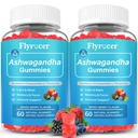 2 Pack Ashwagandha Gummies, Organic Ashwa Root Extract Supplement for Women & Men, Vegan, Gluten-Free, Mixed Berry Flavor, 120 Count