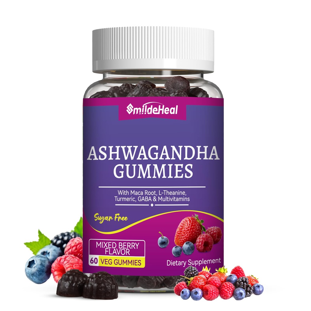 Ashwagandha Gummies 3000mg - Stress Relief, Immune Support & Increased Energy - Ashwagandha Supplements for Women & Men - Natural Mixed Berry Flavor (60 Count)