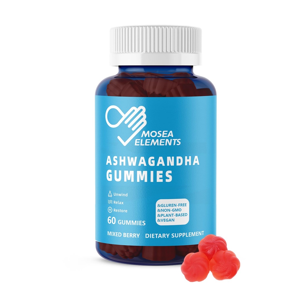 Ashwagandha Gummies & Vitamin D Gummies for Men & Women - Relax & Restore, Ashwa Root Extract Supplement Gummy, Mixed Berry Flavored (60 Count Pack of 1)