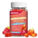 Ashwagandha Gummies 3000mg for Stress Relief, Calm & Relaxation Support with Magnesium & Vitamin D, Vegan, Gluten-Free, Natural Raspberry Flavor, 60 Count