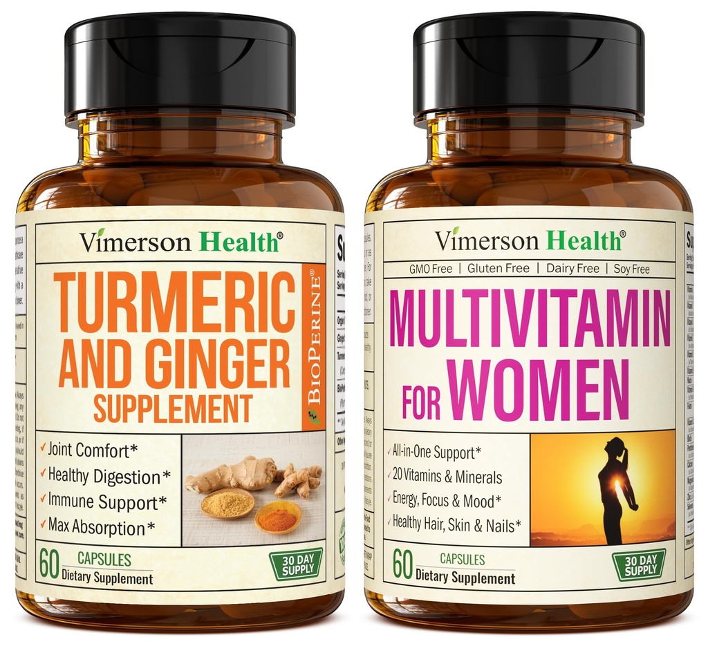 Turmeric Supplement and Ginger Root Joint Support Supplement & Complete Multivitamin for Women
