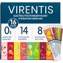 16 Sticks Electrolytes Powder Packets Sugar Free Hydration Packets, 8 Flavors Liquid Daily IV Electrolyte Drink Mix for Rehydration with 8 Electrolytes & 6 Vitamins, 0 Calorie, Low Sodium