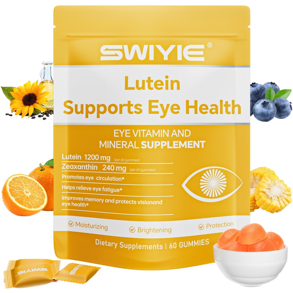 Lutein Gummies – Eye Vitamin and Mineral Supplement with 20mg Lutein & 4mg Zeaxanthin – Gummy Vitamins for Eye Health Support – Naturally Flavored, 60 Gummies