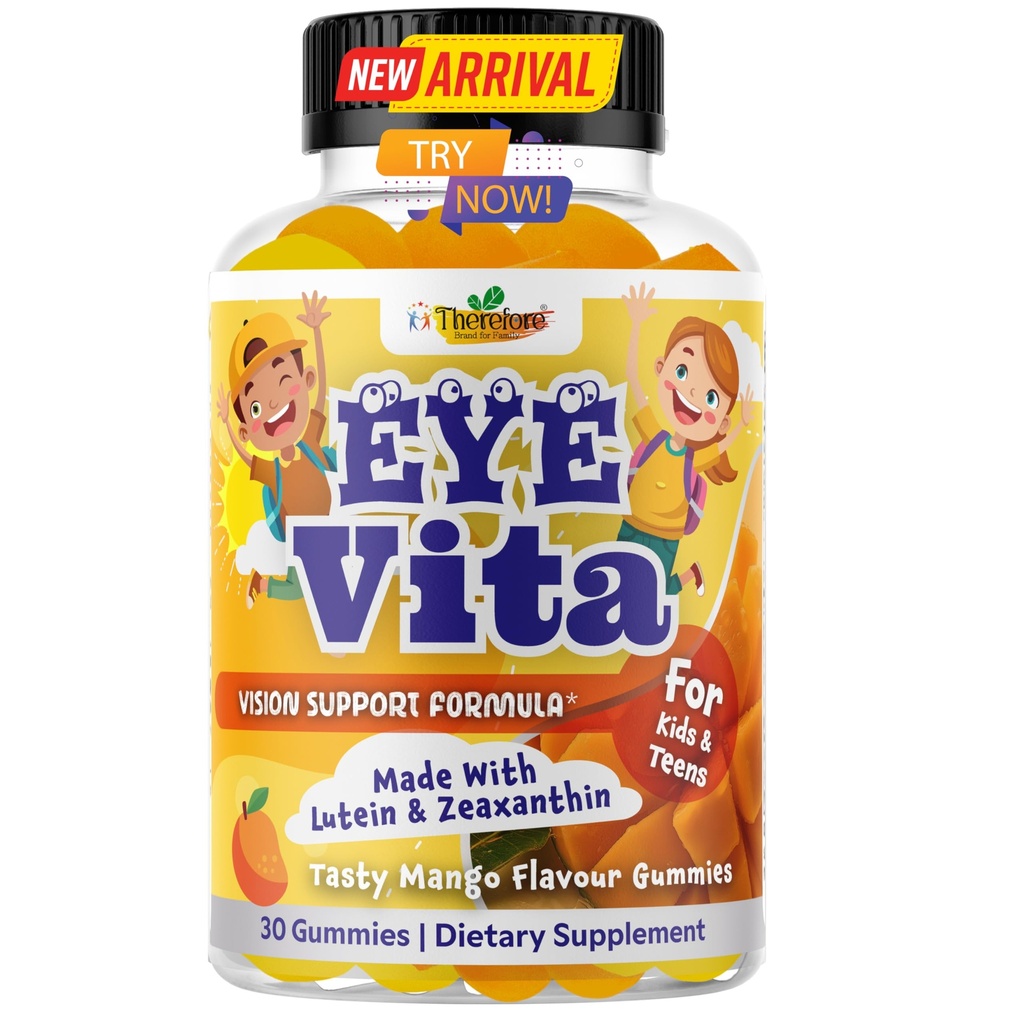 Kids Eye Vitamins - Eye Health Gummy for Kids & Teens, Lutein Gummies 12mg with Zeaxanthin 30 Easy-to-Chew, Mango Flavor Gummies - Natural, Vegan, and Non-GMO Formula