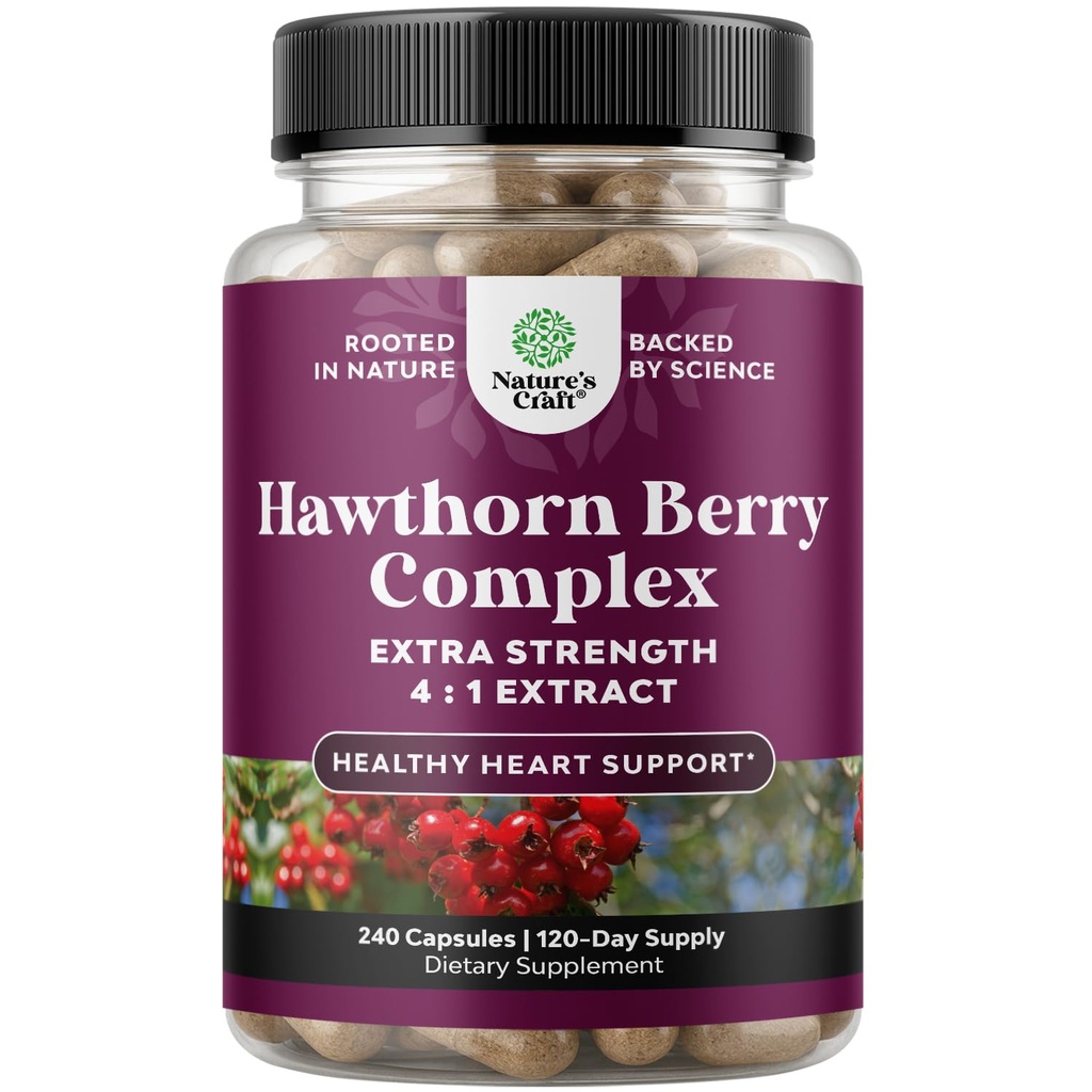 Κάψουλες καρπού Hawthorn υψηλής αντοχής - καθαρό αντιοξειδωτικό συμπλήρωμα καρπού Hawthorn με εκχύλισμα φύλλων & λουλουδιών 4:1 για υγιή καρδιά & πέψη - Ενεργειακή υποστήριξη για άνδρες & γυναίκες - 240 Count Pack