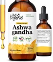 Wild & Organic Ashwagandha Liquid Drops - Calming Ashwagandha Root Extract for Relaxation - 1-Month Supply - Herbal Supplements for Women and Men - Vegan, Sugar & Alcohol-Free Tincture - 2 fl oz