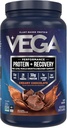 Vega Sport Vegan Protein Powder + Recovery - 30g Plant Based Protein per Serving, Chocolate, 19 Servings, 5g BCAAs, Probiotics, NSF Certified, For Shakes & Smoothies, 1.8lbs (Packaging May Vary)
