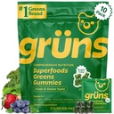 Gruns Sugar-Free Super Greens Gummies, Multivitamin Superfood Gummy Bears, Spirulina, Chlorella, Prebiotics & Fiber gummies for Digestive Health, Adaptogens Supplement, 20 Vitamins & Minerals, 10 pack