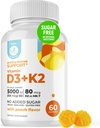 DR. MORITZ Βιταμίνη D3 Gummies (5000 IU) με K2 - για Ενήλικες και Παιδιά - Βιταμίνη D3 K2 Gummies για Ανοσολογική Υποστήριξη & Υγεία των Οστών - Vegan, Χωρίς Ζάχαρη, Χωρίς Γλουτένη (60 Count)