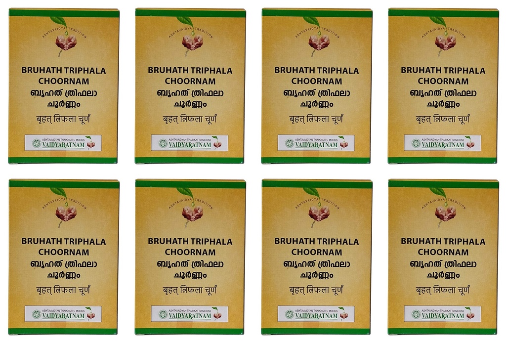 Pack of 8 - Vaidyaratnam Bruhath Triphala Choornam - 100g