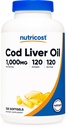 Nutricost Cod Liver Oil 1000mg, 120 Softgels - Μη ΓΤΟ & Χωρίς γλουτένη