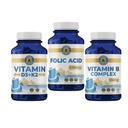 Vykee Nutrition Women's Vitamins Bundle – Folic Acid, B Complex, D3 K2 | 3-Pack | Vegan & Non-GMO