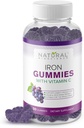 Iron Gummies with Vitamin C for Adults & Kids - Chewable Iron Supplement for Iron Deciency Anemia, Red Blood Cell Support, Energy, Immune Function, Brain Health, Max Absorpation, Grape Flavor, Vegan
