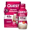 Quest Nutrition Strawberry Protein Shake, 45g Protein, 2g Sugar, 4g Net Carbs, Ready to Drink, Gluten Free, 4 Count