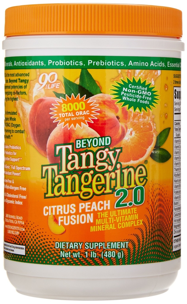 Youngevity Beyond Tangy Tangerine 2.0 Citrus Peach Fusion Multi-Vitamin & Mineral Complex - Made with Natural & Whole Foods 