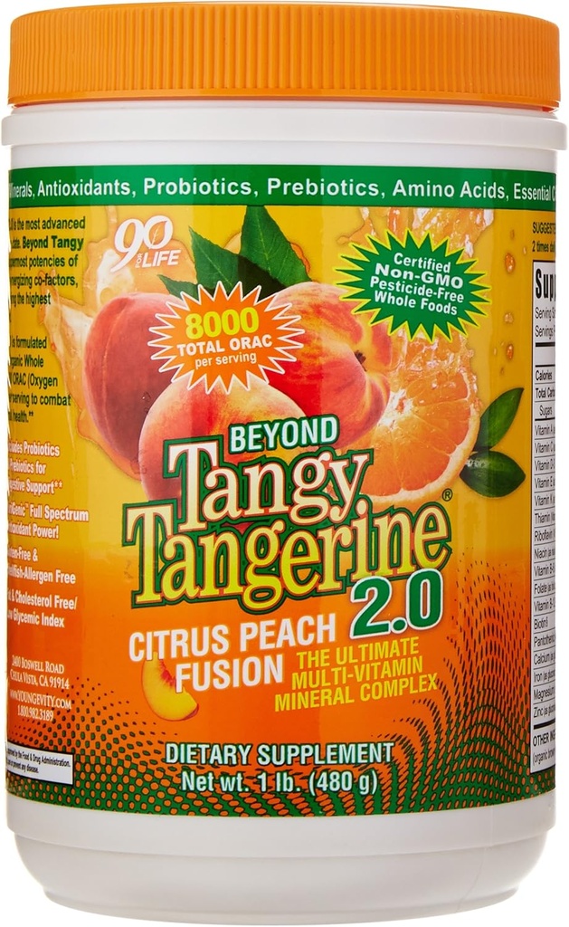 Youngevity Beyond Tangy Tangerine 2.0 Citrus Peach Fusion Multi-Vitamin & Mineral Complex - Made with Natural & Whole Foods 