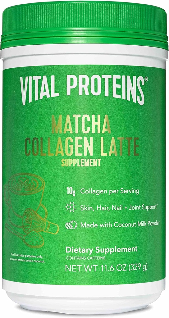 Vital Proteins Matcha Lattes, Matcha Green Tea Collagen Latte Powder, L-Theanine & Caffeine & MCTs - Υποστηρίζοντας υγιή μαλλιά, δέρμα, νύχια - αρχικός