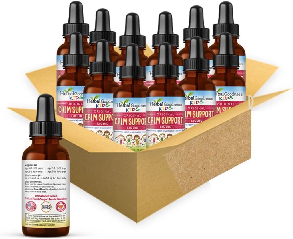 Βότανο Papaya Kids Calm Support Liquid Extract 1oz with Magnesium Glycinate, Magnesium Citrate, Kids Multivitamin - Μαγνήσιο για παιδιά - 1oz μπουκάλι, 12 Μονάδες