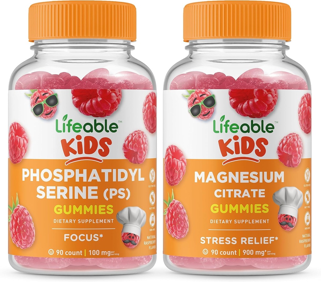 Παιδιά + παιδιά μαγνησίου, δεσμίδα Gummies - μεγάλη γεύση, συμπλήρωμα βιταμίνης, χωρίς γλουτένη, GMO δωρεάν, μασώμενη κοιλιά