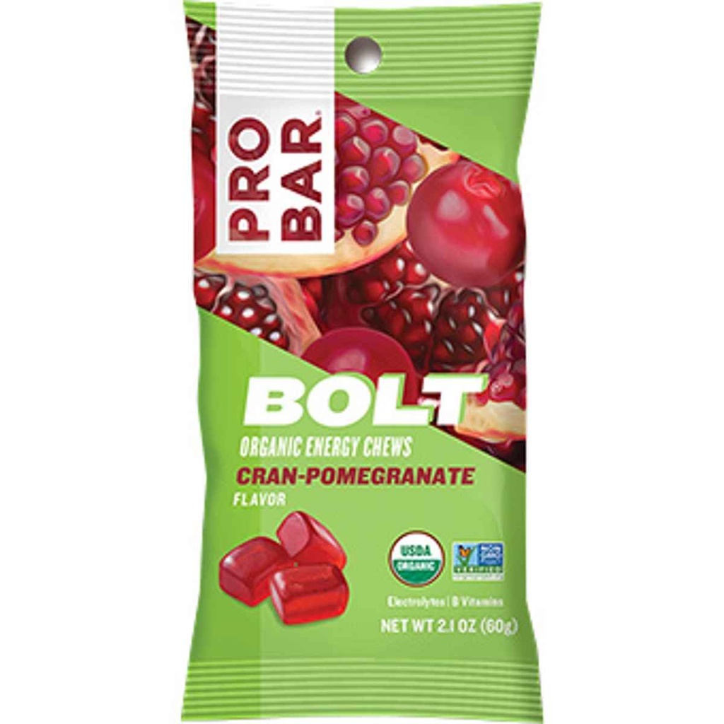 Probar Bolt Organic Energy Chews - Cran Pomegranate, Electrolytes & B Vitam | sports-nutrition-endurance-and-energy-chews