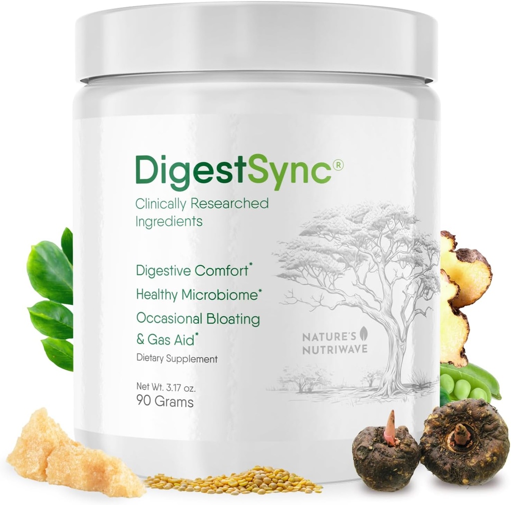 DigestSync Digestion Supplement for Gut Health - Φυσική σκόνη για την υποστήριξη Digestive, Bloating Relief for Women & Men, 100% Φυσική Πράσινη σκόνη - 1 μήνα προσφοράς