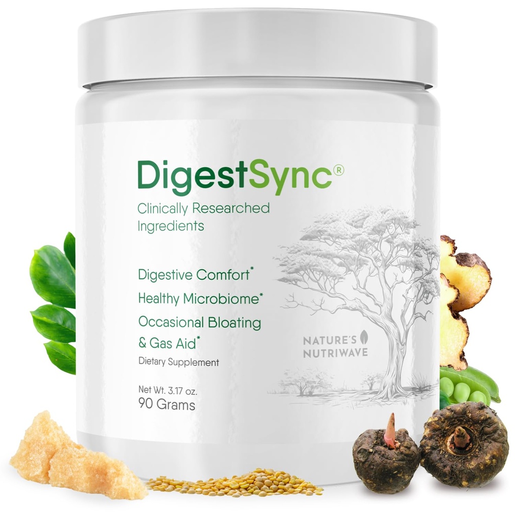 DigestSync Digestion Supplement for Gut Health - Φυσική σκόνη για την υποστήριξη Digestive, Bloating Relief for Women & Men, 100% Φυσική Πράσινη σκόνη - 1 μήνα προσφοράς