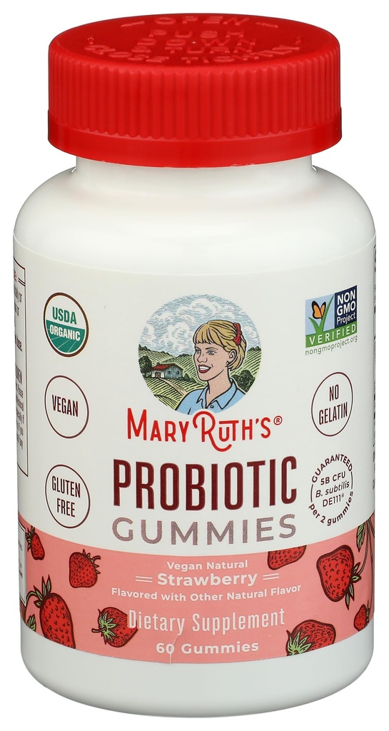 Mary Ruth's Organic Strawberry Probiotic Gummies, 60 CT