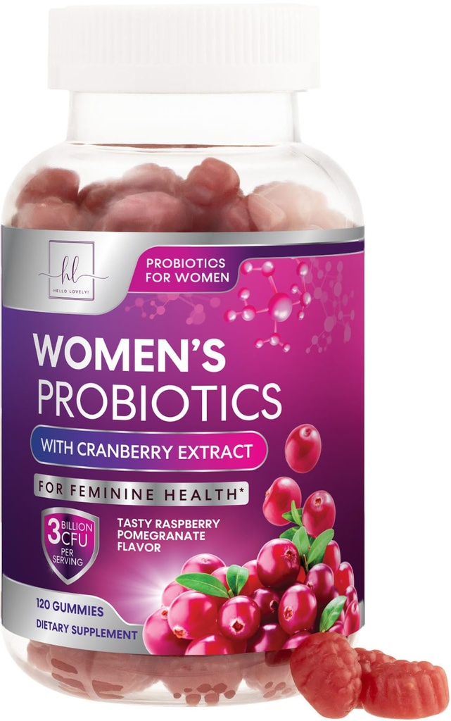 Probiotics for Women Gummies with Cranberry - 6 Premium Strains for PH Balance - Women Probiotics for Digestive Health, Vaginal & Immune Support, Women's Probiotic Feminine Health Gummy - 120 Gummies