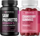 HAVASU NUTRITION Probiotic Cranberry Gummies for Women (30 Servings) & Saw Palmetto for Women Hair Complex (30 Servings)