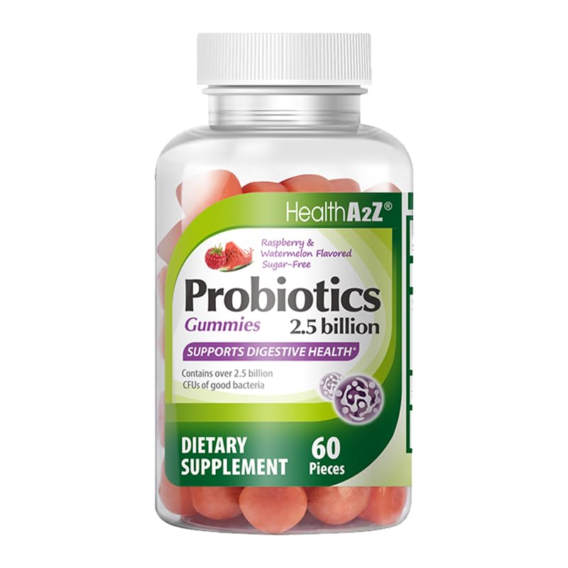 HealthA2Z Probiotics Gummies | 2.5 Billion CFUs | 60 Gummies | Sugar Free