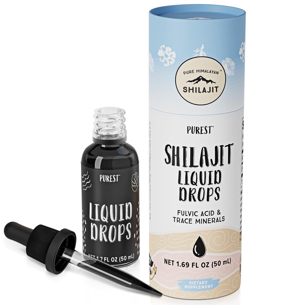 Pure Himalayan Shilajit ® Liquid Drops - The Purest Form of Shilajit, 99,9% Απορρόφηση για την ανοσοποιητική υποστήριξη, την ενίσχυση της ενέργειας, την καταπολέμηση της γήρανσης - Natural Trace Minerals & Fulvic Acid (50ml)