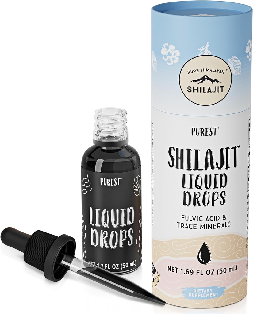 Pure Himalayan Shilajit ® Liquid Drops - The Purest Form of Shilajit, 99,9% Απορρόφηση για την ανοσοποιητική υποστήριξη, την ενίσχυση της ενέργειας, την καταπολέμηση της γήρανσης - Natural Trace Minerals & Fulvic Acid (50ml)