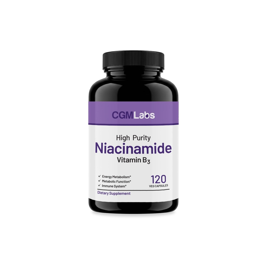 Niacinamide Capsules 500mg (Vitamin B3) – 99%+ Pure Niacinamide, Non-Flush, One Capsule Serving, Non-GMO – 120 Capsules