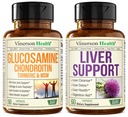 Vimerson Health Glucosamine Chondroitin MSM Joint Support Supplement & Liver Cleanse Detox & Repair Milk Thistle Supplement for Liver Support