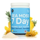 Atlantic Naturals Sea Moss Powder 15000mg | 7 Day Detox Cleanse for Women & Men | Supports Digestive & Colon Health Drink Mix with Psyllium Husk, Flaxseed & MSM | Pineapple Flavor (14 oz)