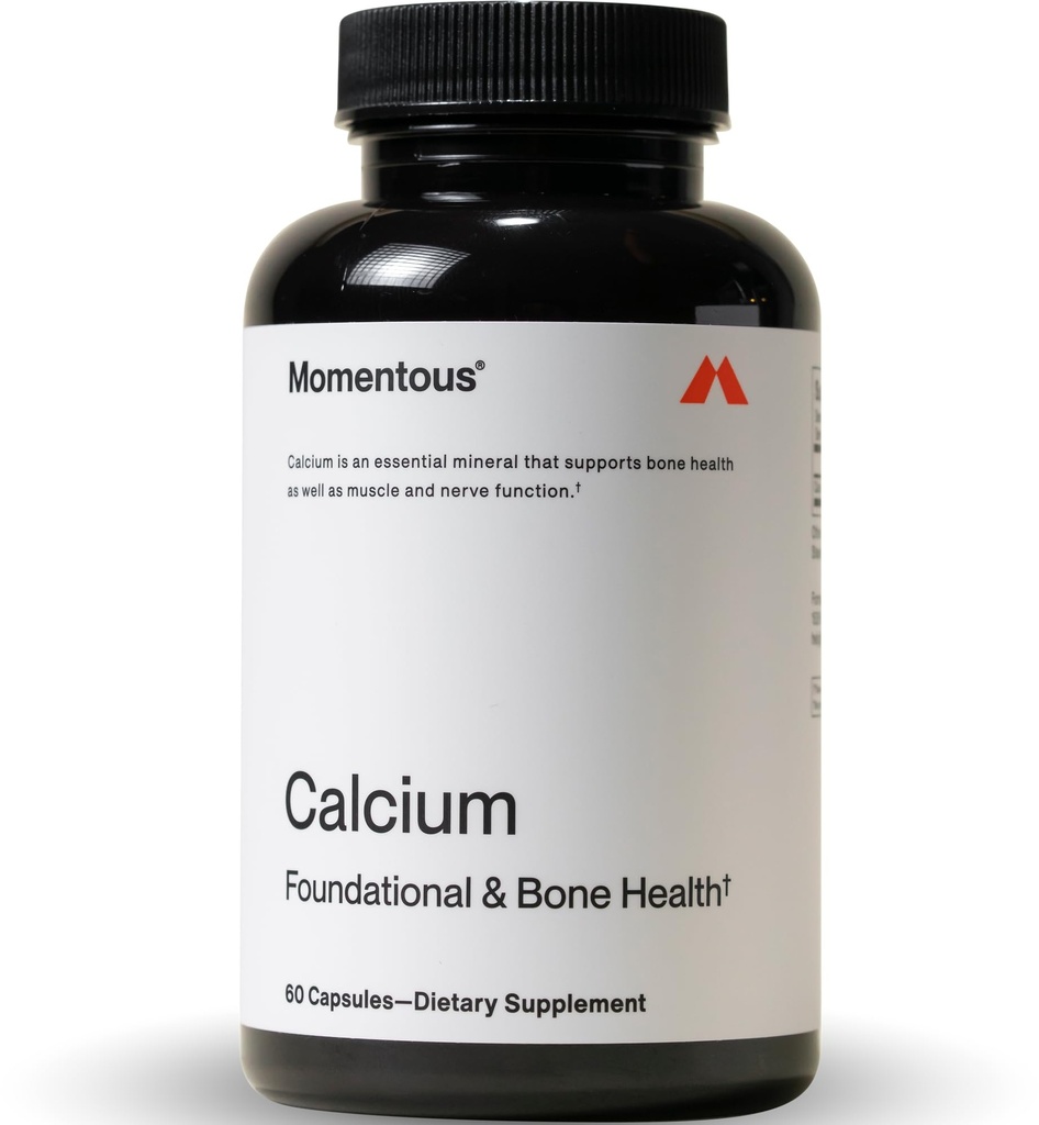 Momentous Calcium with DimaCal Supplement - 250 mg Capsules for Foundational & Bone Health Support - NSF Certified for Sport - Gluten-Free - 60 Servings
