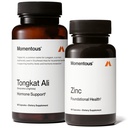 Momentous Male Hormone Support Stack - Natural Wellness & Performance Supplement to Support Joint Health, Hormone Balance & Lean Muscle Mass (Tongkat Ali, 30 Servings - Zinc Picolinate, 60 Servings)