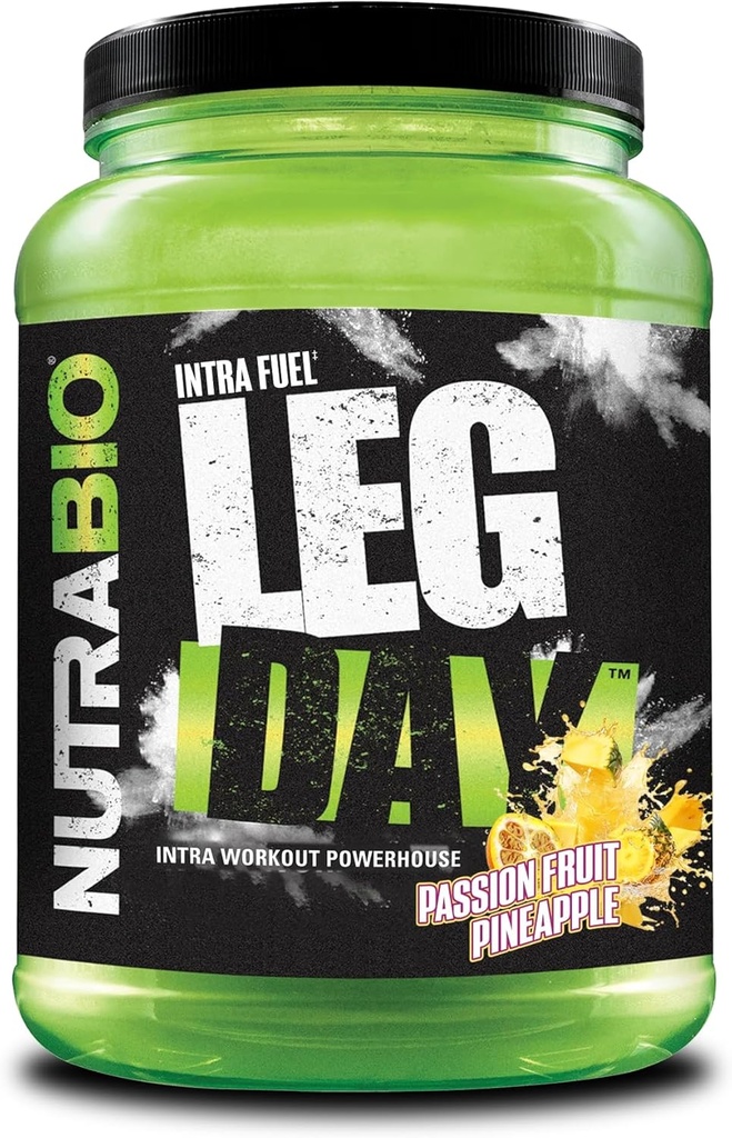 NutraBio Leg Day Intra Workout Powder – Σύνθετη Carb Supplement with Cluster Dextrin & Electrolytes – Carb Powder with EAAs/BCAAs – Κυκλικό Dextrin for Performance - Passion Fruit Pineapple,20 Servings