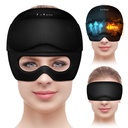 Migraine Relief Cap with Gel Eye Mask, Headache Relief Cap Ice Head Wrap Hot and Cold Therapy Hat, Gel Ice Cap for Headache Puffy Eyes Sinus and Tension Stress Relief (Black)