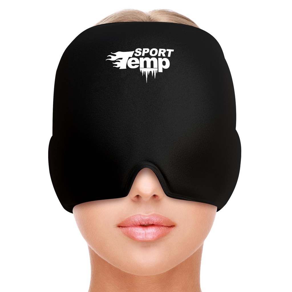 Reusable Migraine Relief Cap (1 Pack) Soothing Headache Ice Mask Hat, Odorless Gel Face & Head Compress Wrap for Tension, Stress, Sinus, Hangover & Puffy Eyes - Hot and Cold Therapy - Sport Temp