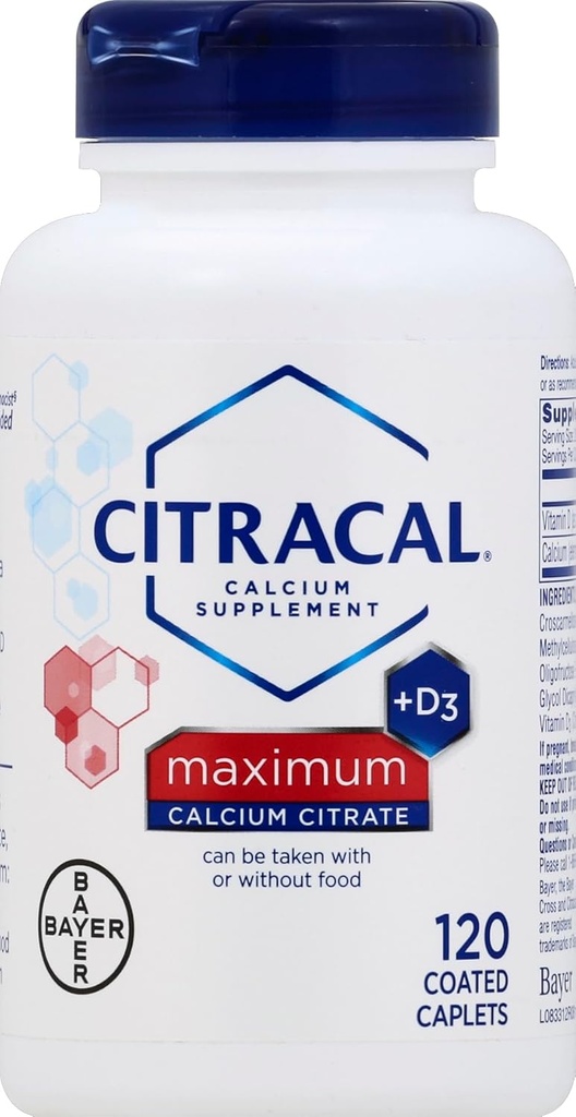 Citracal Μέγιστο μέγεθος 120ct Κιτρικό ασβέστιο Κιτρικό κιτρικό με βιταμίνη D Μέγιστο επικαλυμμένο Caplets 120 Count