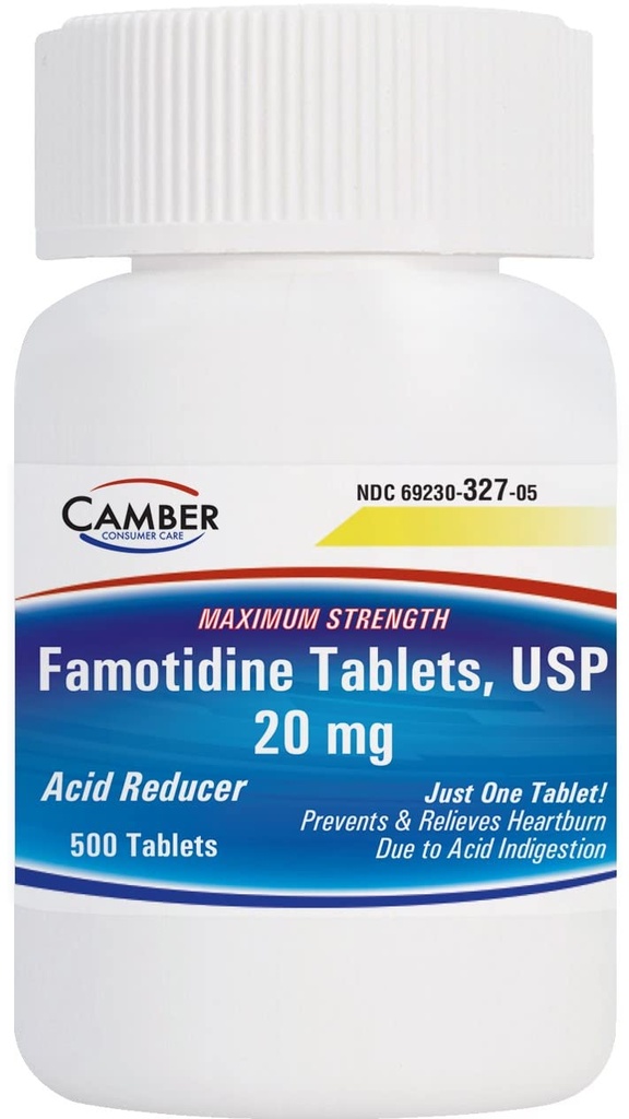 Camber Famotidine Tablets 20 mg Maximum Strength Acid Reducer 500ct Family Pack