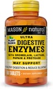 Mason Natural Plant-based Ultra Digestive Enzymes, με Bromelain, Lactase & Papain, Υποστηρίζει Digestion & Bloating Relief, 60 κάψουλες, Συσκευασία των 3