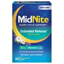 MidNite Extended Release Medium Dose, 6 mg Μελατονίνη Sleep Aid, Μη Σχηματισμός Συνταγών, Βοτανικό Συμπλήρωμα Διατροφής για Ενήλικες, Χωρίς Ναρκωτικά, Χωρίς Γλουτένη, Χωρίς Λακτόζη, Χορτοφαγικά, Vegan, 30 δισκία