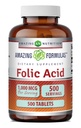 Amazing Formulas Folic Acid 1000 Mcg (1 Mg) Tablets Supplement | Vitamin B9 | Non-GMO | Gluten Free | Made in USA (500 Count)