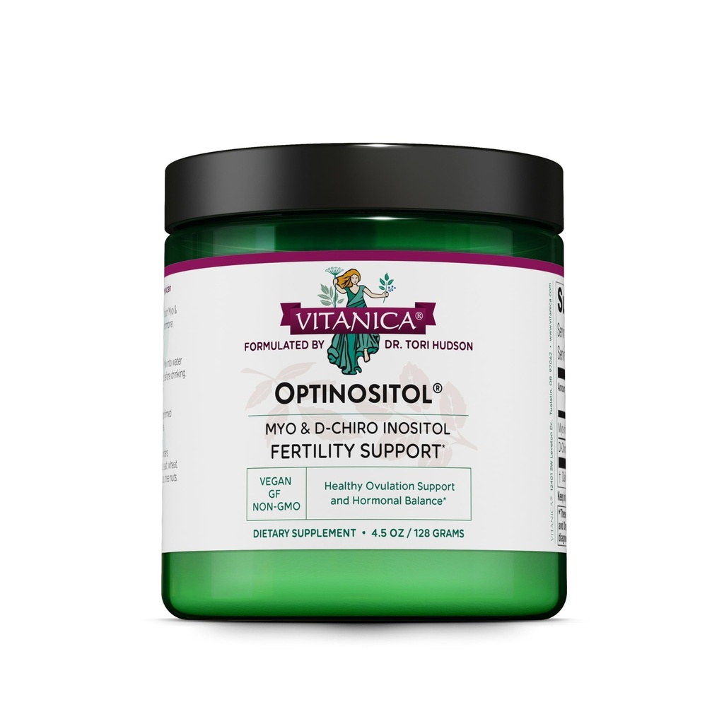 Vitanica Optinositol, Dr Formulated Myo-Inositol & D-Chiro Inositol Powder 4100 mg, 30 Day Supply, Ovulation and Fertility Support Supplement for Women, Gluten Free, Non-GMO, Vegan, 4.4 Ounce