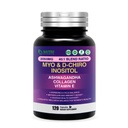 Myo Inositol & D-Chiro Inositol Supplement for Women,Ideal 40:1 Ratio with Vitamin E,Collagen & Ashwagandha,Women's Daily Wellness Support,120 Capsules,Non-GMO,Third-Party Tested(Made & Tested in USA)