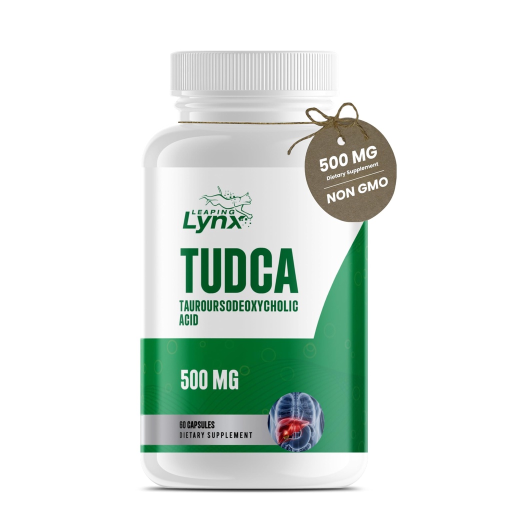 Leaping Lynx TUDCA 500mg – Tauroursodeoxycholic Acid Supplement – 60 Capsules – TUDCA Liver Support Supplement – Bile Acid Digestive Support – Non-GMO, ISO-Certified