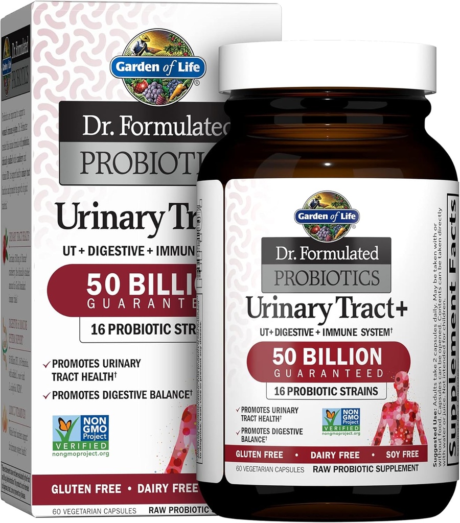 Κήπος Ζωής Dr. Formulated Probiotics Urinary Tract+ - Acidophilus Probiotic with Pacran Cranberry for Urinary Tract Health, Digestive Balance - Gluten, Dairy and Soy Free - 60 κάψουλες χορτοφάγων